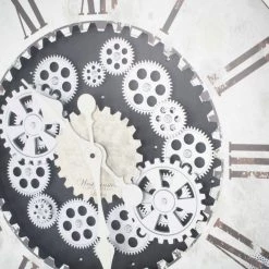 FB Market Place Vintage Antique 76cm Wooden Gear Wall Clock With Moving Cogs Roman Numerals