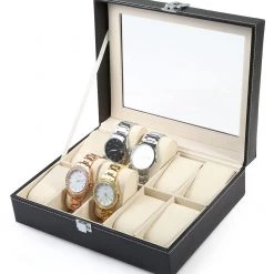Crazy Crazy & More Crazy Deals Leather Watch Display Case Jewellery Storage Box Organizer With Glass Display Lid Fashion Jewelry