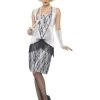 Smiffys Costumes 1920s Silver Flapper Dress Ladies Costume