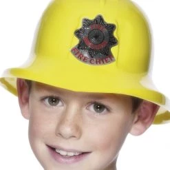 Smiffys Cheap Yellow Fire Chief Boys Hat