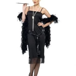 Smiffys 1920s Gatsby Black Flapper Dress Ladies Costume Costumes