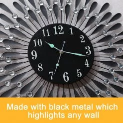 Crazy Crazy & More Crazy Deals 3D Crystal Wall Clock Luxury Art Home Decor 60cm X 60cm Black Face Home & Garden