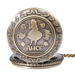 AliExpress Fashion Jewelry Alice In Wonderland Pocket Watch Chain Vintage Antique Quartz Necklace