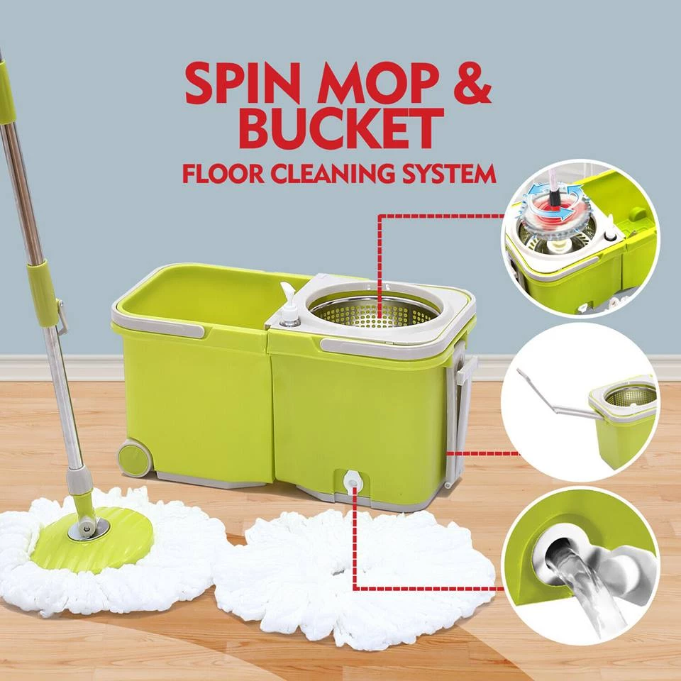 Crazy Crazy & More Crazy Deals Split Bucket 360 Rotating Spinning Spin Mop 2 Mop Heads Stainless Steel Wheel Home & Garden 9 Crazy Crazy & More Crazy Deals Split Bucket 360 Rotating Spinning Spin Mop 2 Mop Heads Stainless Steel Wheel Home & Garden
