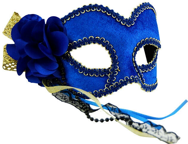 Sweidas Blue And Gold With Flower Ladies Masquerade Eye Mask 1 Sweidas Blue And Gold With Flower Ladies Masquerade Eye Mask