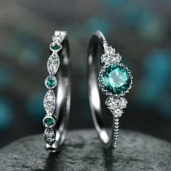 Aliexpress 925 Silver Round Cut Emerald Ring Ladies Gift Set Fashion Jewelry