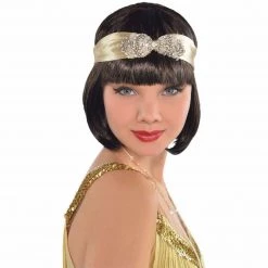Balloon Agencies 1920s Champagne Gold Flapper Dress Gloves Capelet Headband Necklace Ladies Costume Costumes