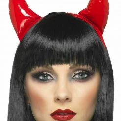 Smiffys Halloween Costumes Red PVC Devil Horns On Headband Sexy Costume Accessory