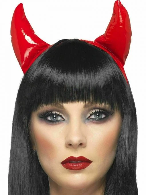 Smiffys Halloween Costumes Red PVC Devil Horns On Headband Sexy Costume Accessory