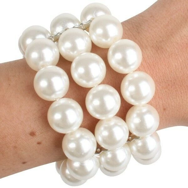 Tomfoolery Glossy Pearl 3 Row Bracelet Flapper Formal 50s 20s Costume Accessory Fashion Jewelry 1 Tomfoolery Glossy Pearl 3 Row Bracelet Flapper Formal 50s 20s Costume Accessory Fashion Jewelry