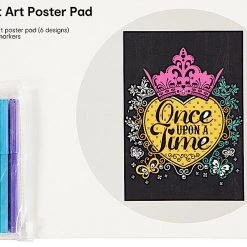 Kmart Once Upon A Time Velvet 6 X Art Posters Colouring In Book 6 X Markers Kids Adult