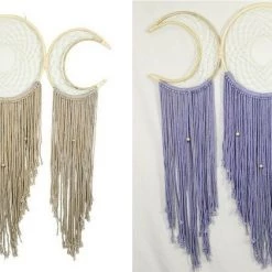MAL New 1pce 120cm Triple Moon Cycle Dream Catcher Rattan Macrame Design Boho Home & Garden