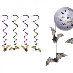 Balloon Agencies Halloween Props/Decoration Moon And Bats Mobile Hanging Whirls Halloween Decoration