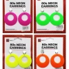 JD Party Teardrop Fluro Earrings Neon 80s Retro Rock Star Jewellery Costume Accessory