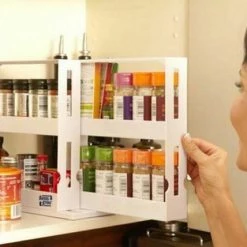 Unbranded Rack Storage Slide Cabinet Organiser Pantry Kitchen Shelf Spice Jars Can Holder