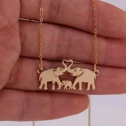 AliExpress Fashion Jewelry Gold Silver Family Elephant Pendant Necklace