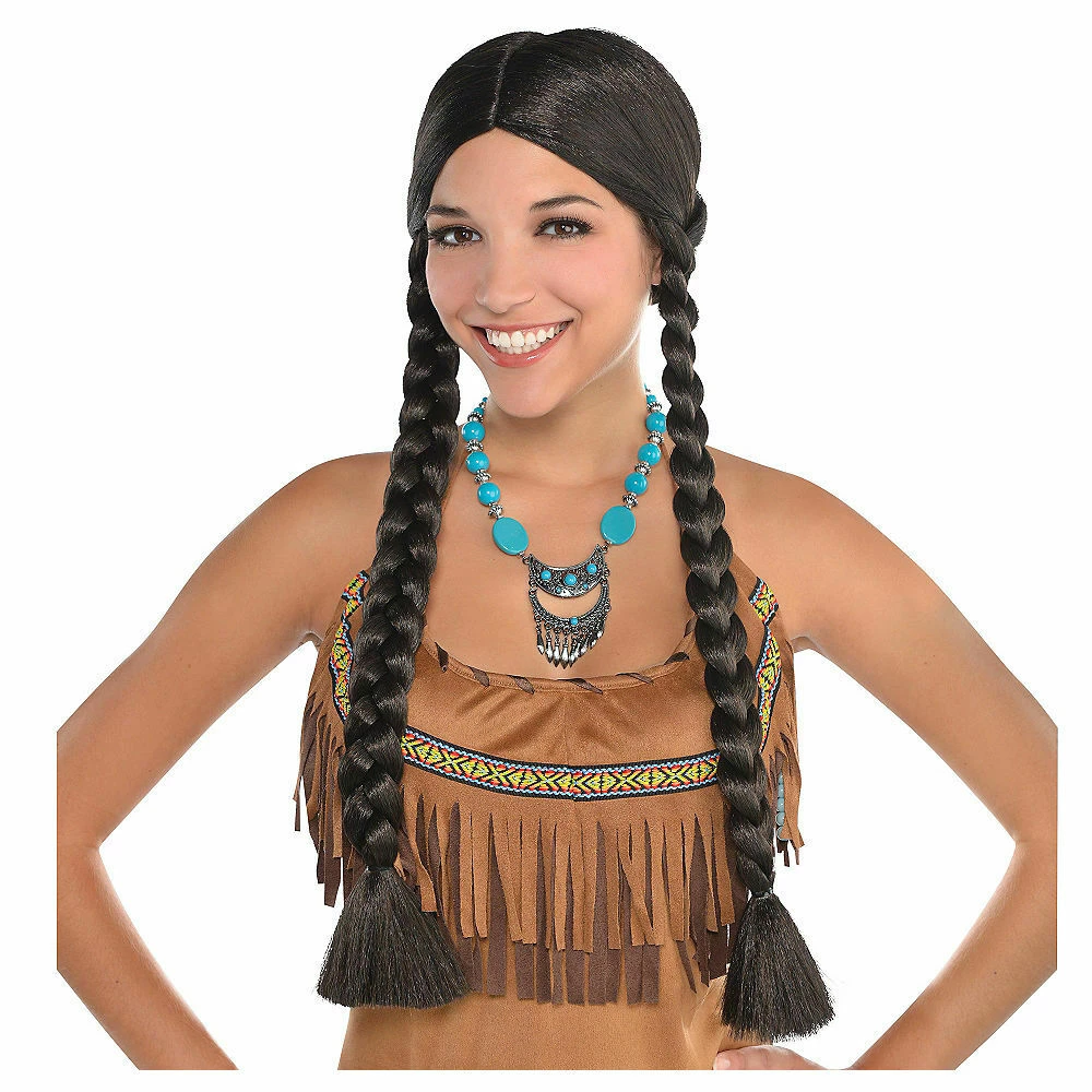 Balloon Agencies Wigs Native American Indian Maiden Pocahontas Wig With Plaits Braid Costume Accessory 1 Balloon Agencies Wigs Native American Indian Maiden Pocahontas Wig With Plaits Braid Costume Accessory