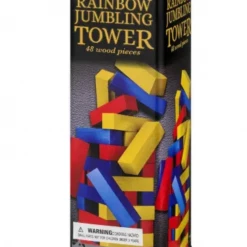 ABT Rainbow Wooden Tumbling Tower Jenga Family Board Games Games In A Tin 25cm Tall
