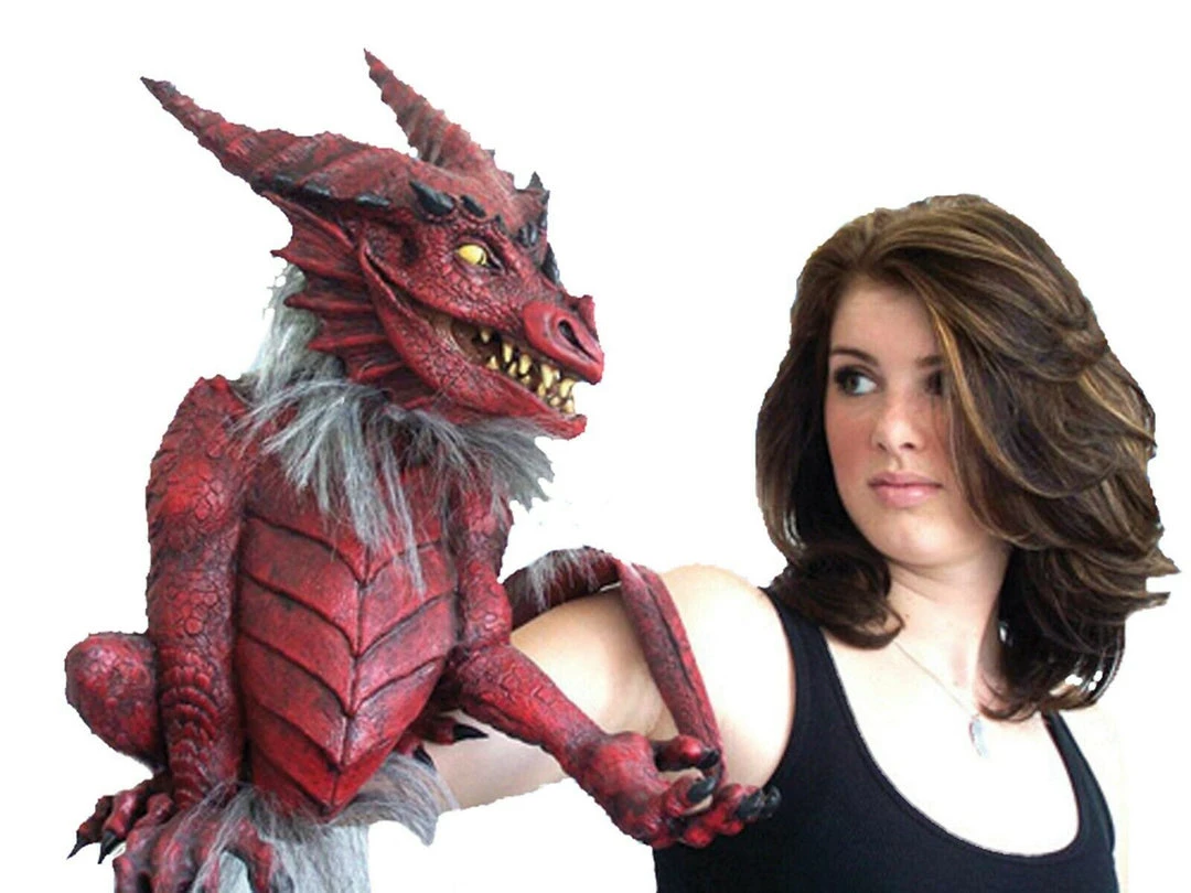 Morris Dragon Puppet With Tail Red Beast Halloween Decoration Prop Costume Accessory 1 Morris Dragon Puppet With Tail Red Beast Halloween Decoration Prop Costume Accessory