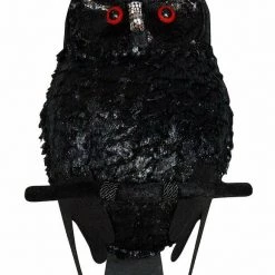Sweidas Black Owl With Light Up Eyes On Hanging Purch Halloween Decoration Halloween Props/Decoration