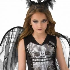 Rubies Black Death Fallen Angel Girls Halloween Costume Wings & Halo Size 8-10