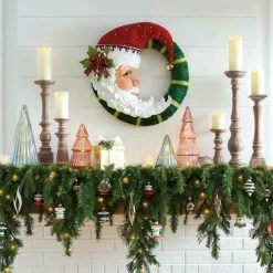 Unbranded 35cm Christmas Santa Door Wreath Wall Hanging Garland Decoration Ornament Christmas Decorations