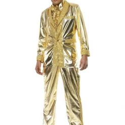 Rubies/Smiffys/Dr.Toms Costumes 70s American Eagle Elvis Presley Black Gold White Suit Mens Costume