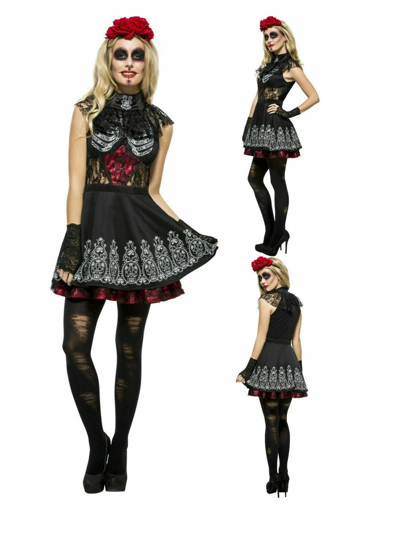 Smiffys Halloween Costumes Mexican Day Of The Dead Skull Spanish Dress Senorita Ladies Halloween Costume 1 Smiffys Halloween Costumes Mexican Day Of The Dead Skull Spanish Dress Senorita Ladies Halloween Costume
