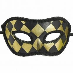 Balloon Agencies Costume Accessories Black & Gold Harlequin Masquerade Mens Mask