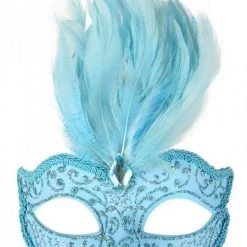 Tomfoolery Burlesque Glitter Masquerade Mask With Feathers And Gem Costume Mask