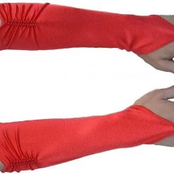 Aussie Toys Formal Wedding 20s Flapper Fingerless Long Satin Beaded Gloves White Black Red Costume Accessories