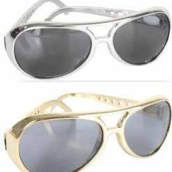 Tomfoolery Gold Silver Elvis Sunglasses 70s Rock Star Pimp Disco Costume Accessory