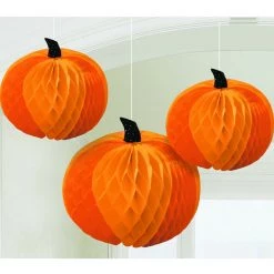 Balloon Agencies Jack O Lantern Pumpkin Honeycomb Centrepieces Pack Of 3 Halloween Decoration Halloween Props/Decoration