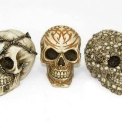 MALMAR Skull Head Statue Ornament Set Of 3 Home & Garden