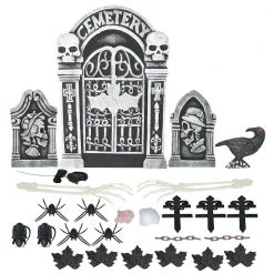 Sunstar 24 Pc Cemetery Tombstone Graveyard Set Skeleton Garden Halloween Decorations