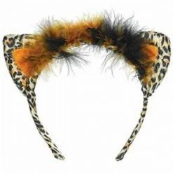 Balloonagencies Black & Brown Leopard Cat Ears Feather Headband Hair Accessory Costume Accessories