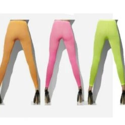 Unbranded Fluro 80s Opague Costume Footles Tights | Neon Pink Neon Green Neon Orange Pants Costume Accessories