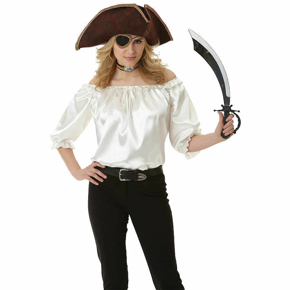 Amscan Ivory Satin Pirate Blouse Size 10-12 Ladies Costume Off The Shoulder Shirt Costumes 2 Amscan Ivory Satin Pirate Blouse Size 10-12 Ladies Costume Off The Shoulder Shirt Costumes
