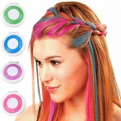 Kmart 4 Colour Hair Chalk Powder Fashion DIY Temporary Dye Blue Pink Purple Orange
