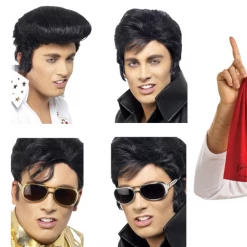 Rubies/Smiffys/Dr.Toms Elvis Presley Microphone Scarf Shades Headpiece Wig Mens Costume Accessory