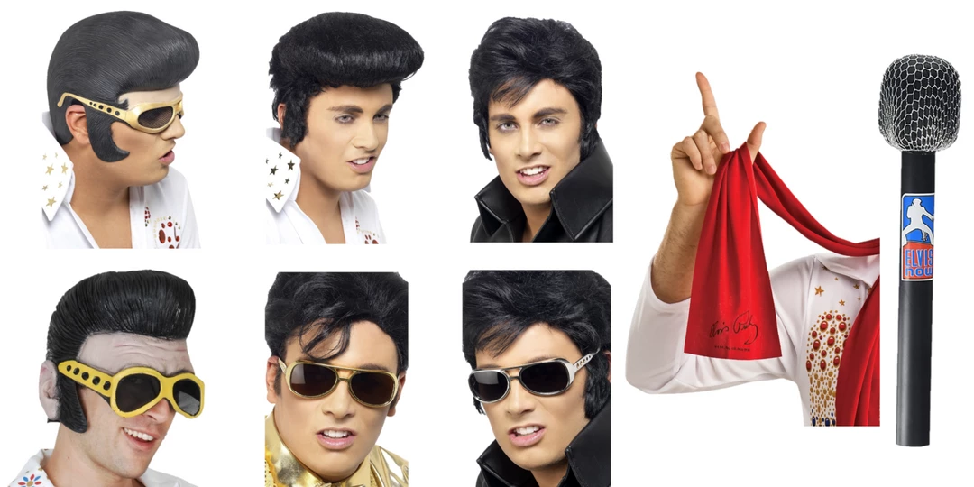 Rubies/Smiffys/Dr.Toms Elvis Presley Microphone Scarf Shades Headpiece Wig Mens Costume Accessory 1 Rubies/Smiffys/Dr.Toms Elvis Presley Microphone Scarf Shades Headpiece Wig Mens Costume Accessory
