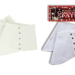 Tomfoolery Great Gatsby Roaring 20s Gangster Spats Shoe Covers With Silver Buttons