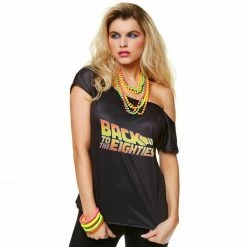 Karnival Costumes Back To The Future 80s T-Shirt Black Ladies Costume
