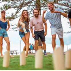 ABT Home & Garden Number Toss Out Door Family Game Wooden Pins In Wooden Storage Crate