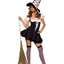 Morris Witch Pink And Black Ladies Halloween Costume Halloween Costumes