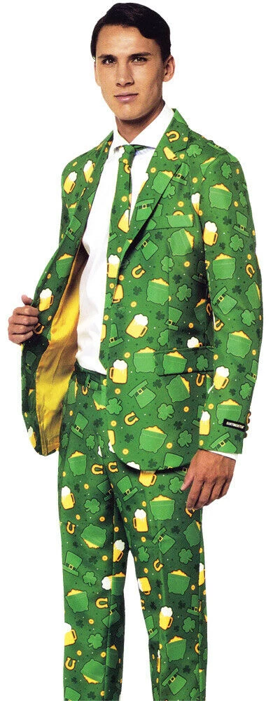 Morris Mens Green St. Patrick's Day Stylish Irish Shamrock Icons Suit 3 Morris Mens Green St. Patrick's Day Stylish Irish Shamrock Icons Suit