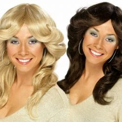 Smiffys 70S 80s Disco Diva Flick Wig Farrah Fawcett Charlies Angels Ladies Costume Wig Wigs