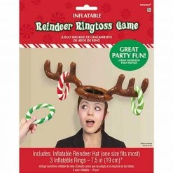 Amscan Christmas Party Supplies Inflatable Antler Reindeer Hat Ring Toss Xmas Birthday Party Game Holiday Toys