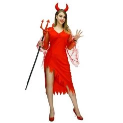 Unbranded Daring Devil Red Dress Std Size Ladies Halloween Costume Halloween Costumes