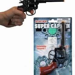 Sweidas Costume Accessories Black Cowboy Western Wild West Diecast Toy Cap Gun Pistol Costume Accessory